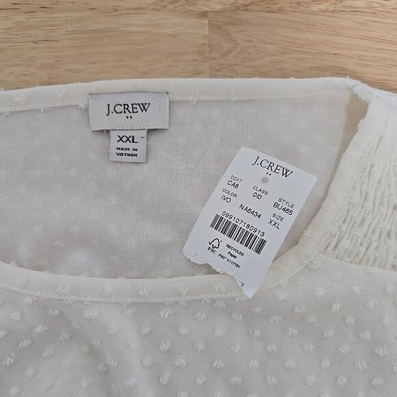 NWT J.Crew Long Sleeve Clip Dot Top Womens Size XXL Cream Ivory Textured Neutral - Picture 3 of 9